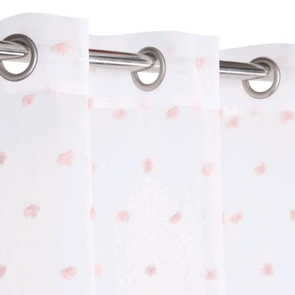 New with tags! Pom Pom Voile Sheer White and Pink Polka Dot Curtain Panels